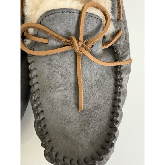 UGG Women 11 Dakota Slippers Gray Suede Moccasin Shearling Shoes Slip On - Picture 4 of 7
